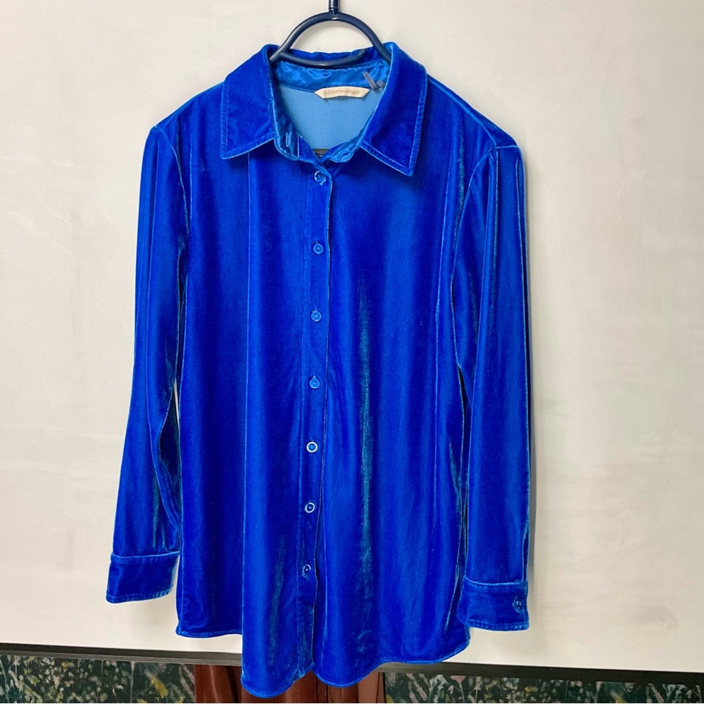Soft Surroundings Royal Blue Velvet Shirt